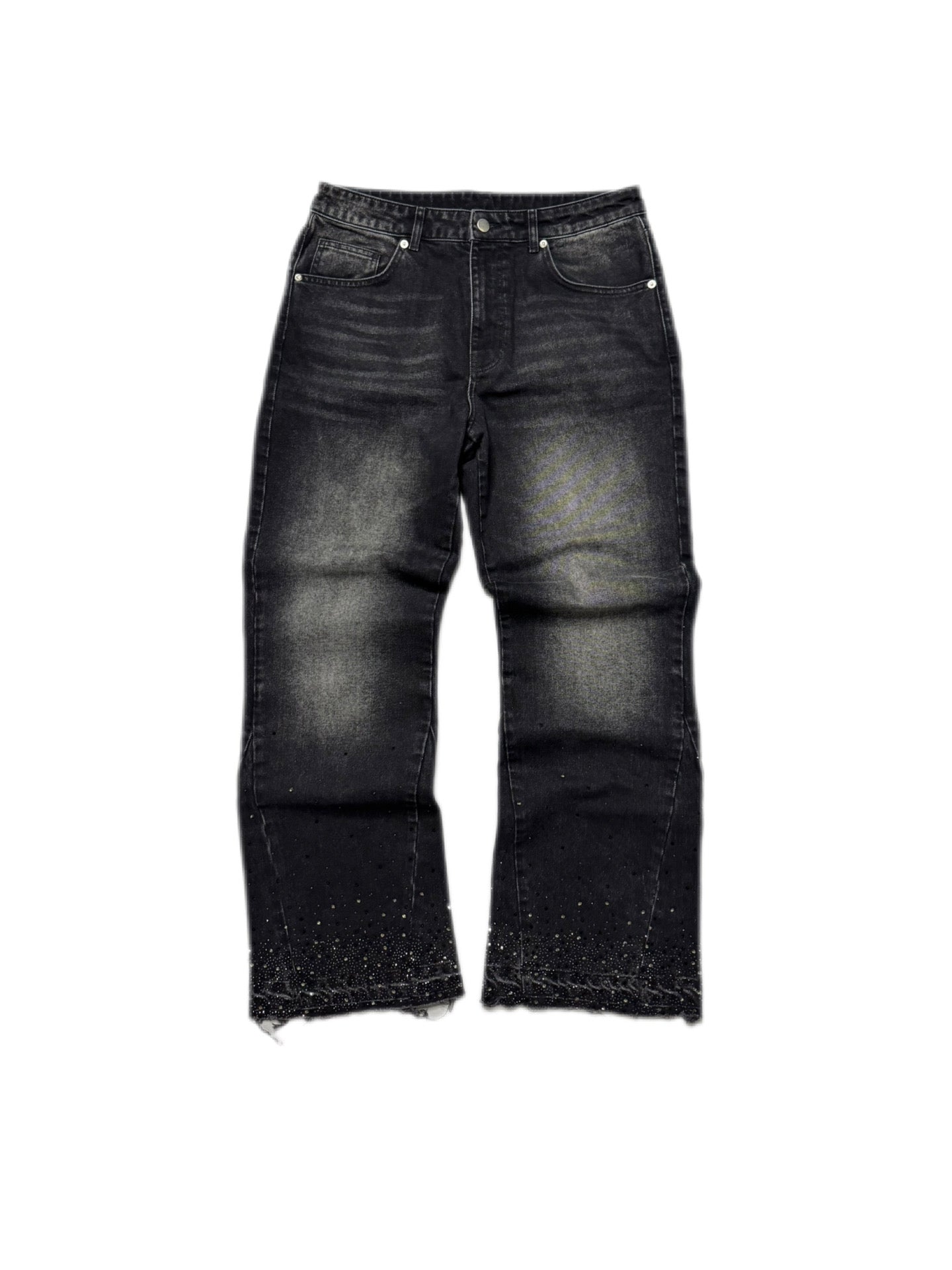 ARIS2WRLD FLARED RHINESTONE JEANS