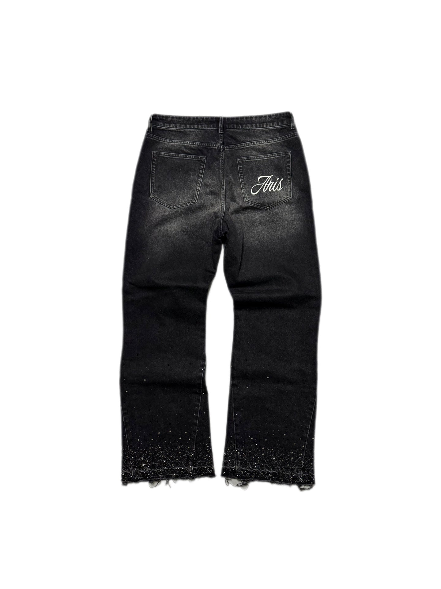 ARIS2WRLD FLARED RHINESTONE JEANS