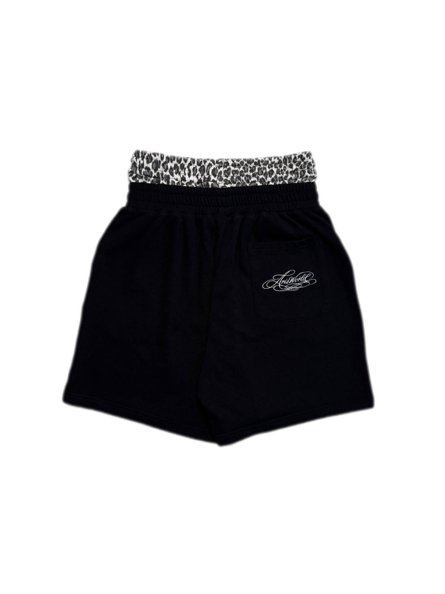 Aris2wrld DoubleWaist Leo Shorts Black